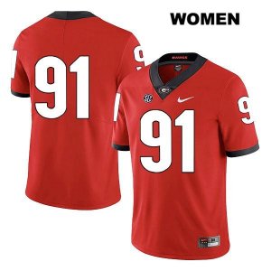 Women's Georgia Bulldogs NCAA #91 Tymon Mitchell Nike Stitched Red Legend Authentic No Name College Football Jersey NHX3354SB